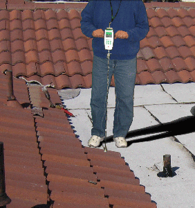 example of tile testing on a roof